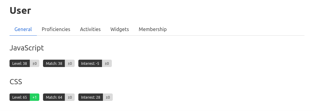 Screenshot of the general page
